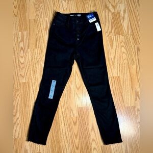 Old Navy Rockstar Super Skinny Jeans Black Extra High-Rise Button Fly Size 8 New